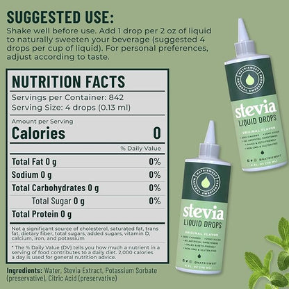 Natrisweet Liquid Stevia Drops 4 fl oz, Pure Sweetener from Stevia Extract Sugar Substitute, No Calorie Keto Sweetner, Mix Liquid