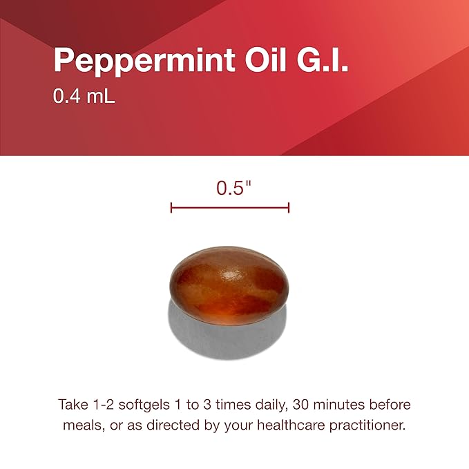 Protocol Peppermint G.I. - for Digestive Health Support* - with Peppermint, Ginger Oil & Fennel Oil - Enteric-Coated - Dairy Free & Halal - 90 Softgels
