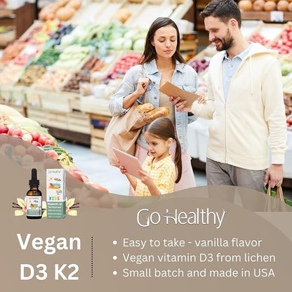 Go Healthy Multivitamin Liquid (1 Bottle) and Vitamin D3 K2 Drops (1 Bottle) for Kids, Toddlers, Teens, Vegan and Vegetarian, Gluten Free, Non-GMO Bundle