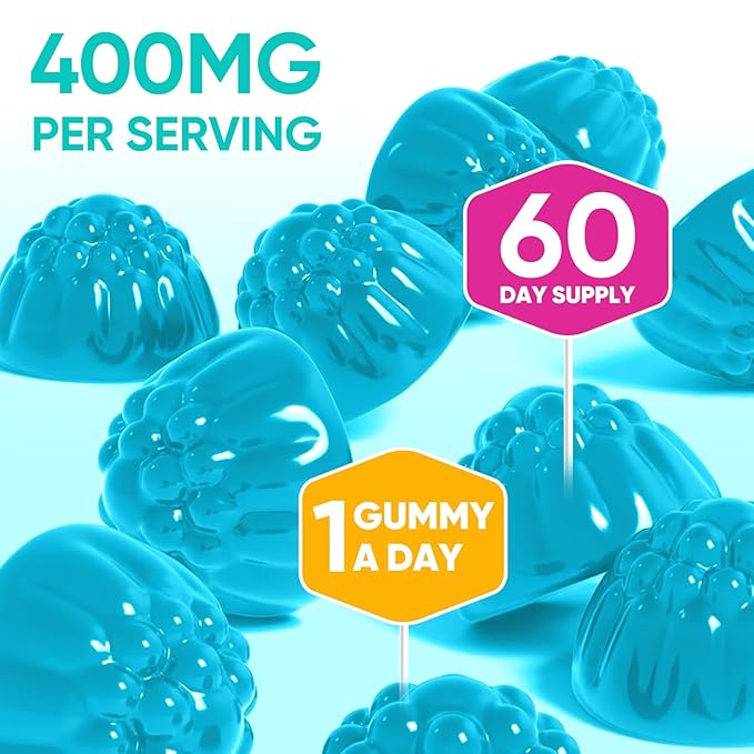 Venture Pal 60 Day Supply Magnesium Glycinate Gummies with Ashwagandha for Adults and Kids, L-Theanine, CoQ10, Sugar Free Magnesium Supplement 400mg for Calm Mood & Sleep, Gluten-Free & Vegan
