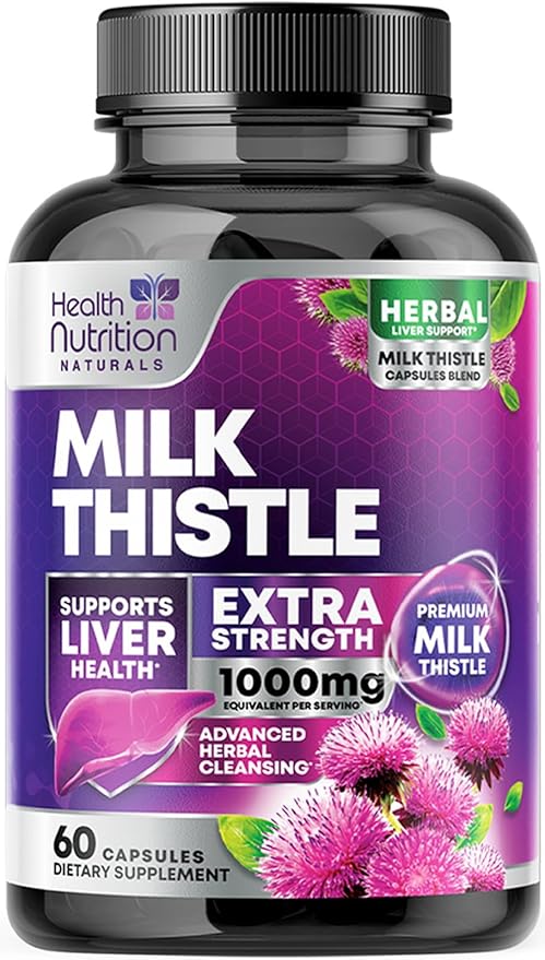 Milk Thistle Extract - Liver Cleanse Detox & Repair Formula with Dandelion Extract 1000mg - Herbal Liver Supplement - Nature's Milk Thistle w/Silymarin Marianum, Supports Liver Health - 60 Capsules