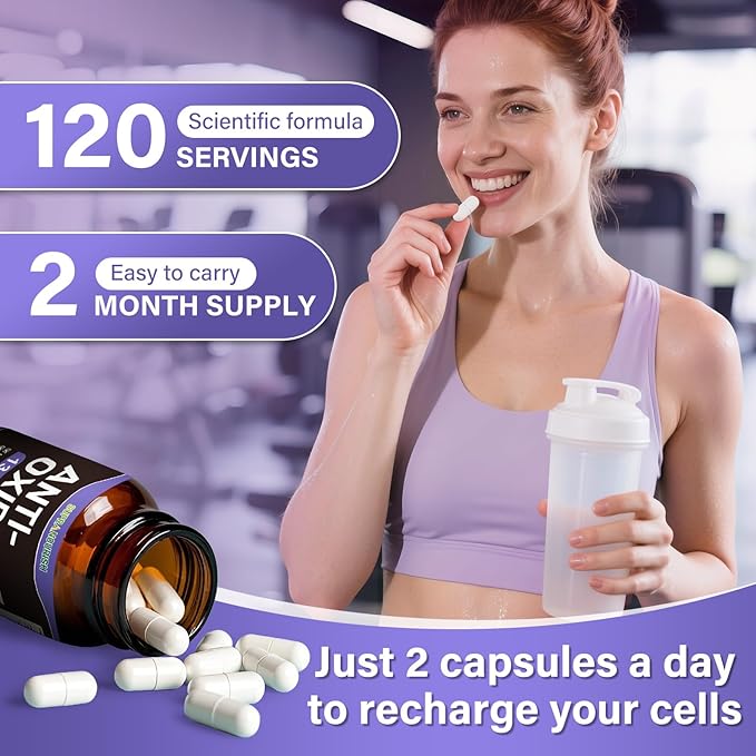 13-in-1 Antioxidants Supplement with NAD, NMNH, Resveratrol, Glutathione & PQQ - Natural Herbal & Fruit Formula - 120 Capsules (60-Day Supply)