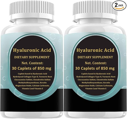 Hyaluronic Acid 60 Caplets 850 mg, Hyaluronic Acid 30 Caplets 850 mg 2 Pack,60 Day Supply