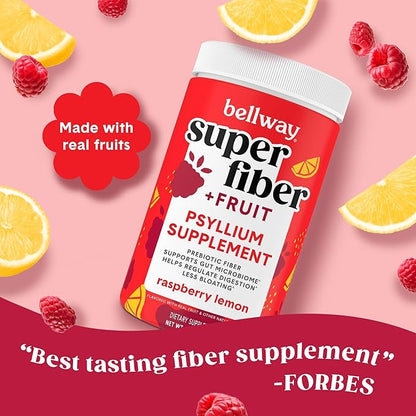 Bellway Super Fiber Powder + Fruit, Raspberry Lemon Electric Frother Bundle