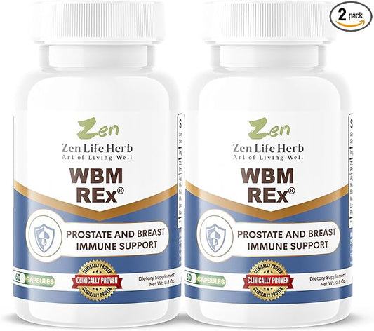 WBM REx White Button Mushrooms Ginseng Plus Clinically Proven Advanced Immune Support for Prostate and Breast Health Supplement (120 Capsules)