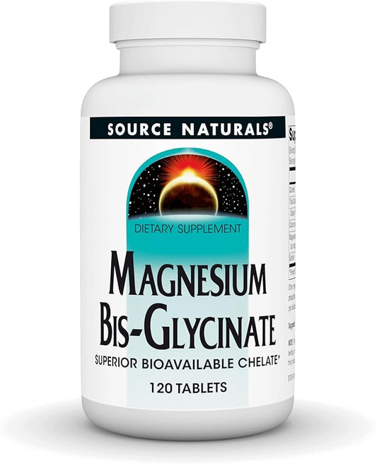 Source Naturals Magnesium Bis-Glycinate, Supports Cardiovascular and Muscle Health* - 120 Tablets