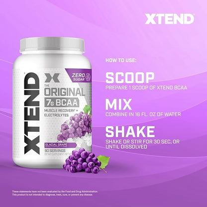 XTEND Original BCAA Powder 7g BCAA and 2.5g L-Glutamine, Sugar Free Post Workout Muscle Recovery Drink with Amino Acids for Men & Women, 90 Servings