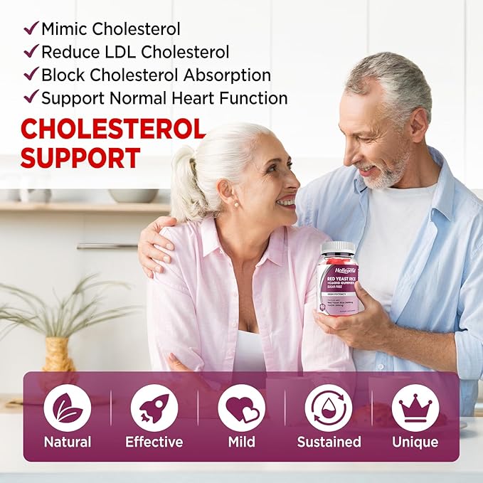 Red Yeast Rice with Coq10 Gummies Sugar Free, Organic Red Yeast Rice 2400mg for Cholesterol Lowering Supplements, Enhanced with Coenzyme Q10 200mg for Heart Health Support, 60 Counts