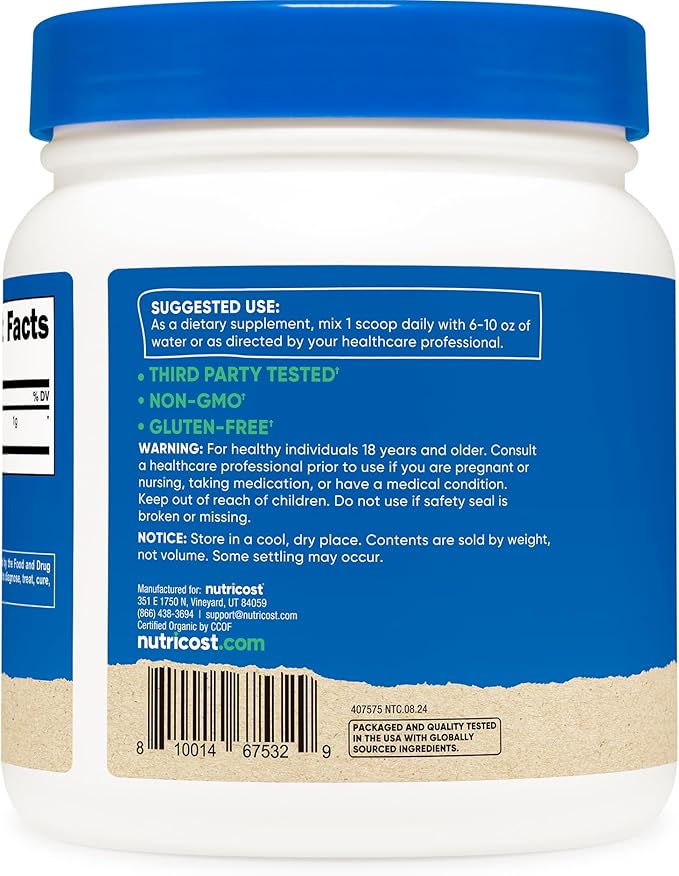 Nutricost Organic Spirulina Powder 454 Grams, 1LB - Pure, Certified Organic Spirulina