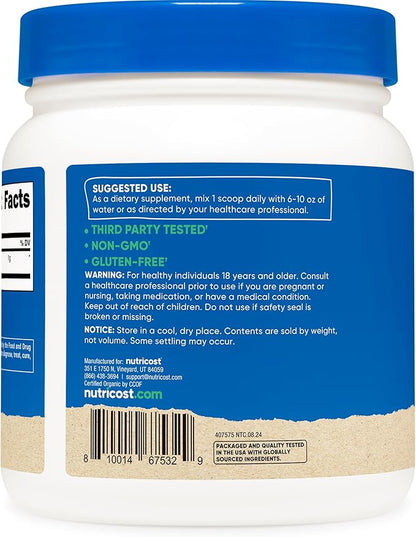 Nutricost Organic Spirulina Powder 454 Grams, 1LB - Pure, Certified Organic Spirulina