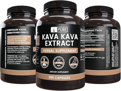 PURE ORIGINAL INGREDIENTS Kava Kava (365 Capsules) No Magnesium Or Rice Fillers, Always Pure, Lab Verified