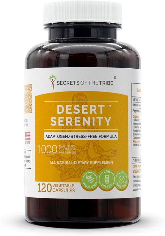 Secrets of the Tribe - Desert Serenity, Adaptogen/Stress-Free Formula, Herbal Supplement Blend (120 Capsules)