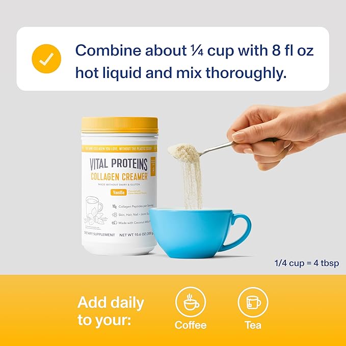 Vital Proteins Collagen Peptides Powder - Vanilla Protein Coffee Creamer for Hair, Skin & Nails Support