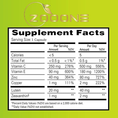 zooone- Lutein Eye Vitamins Supplement for Macular Health and Dry Eye, Contains Lutein, Zinc, Vitamins C/E & Zeaxanthin to Support Eye Health, 90 Tablets (3)