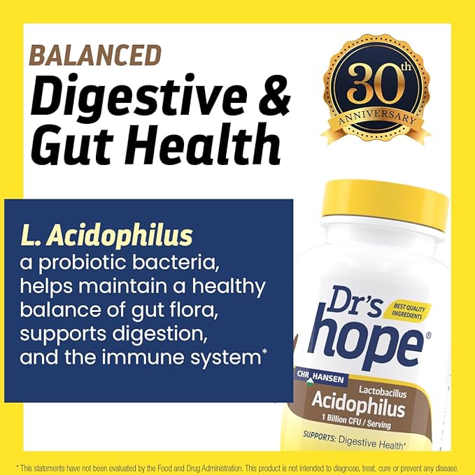 Lactobacillus Acidophilus 1B CFU, Probiotics for Digestive Health - Supports Digestive Health, Immune Function, and Overall Gut Health - 120 Veggie Capsules, Made in The USA