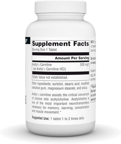 Source Naturals Acetyl L-Carnitine 500 Mg Tablet, 120 Count
