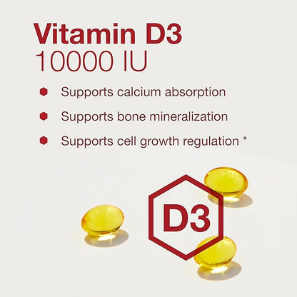 PROTOCOL FOR LIFE BALANCE Vitamin D3 10,000 IU - Immune Support Health Bones and Teeth - 120 Softgels