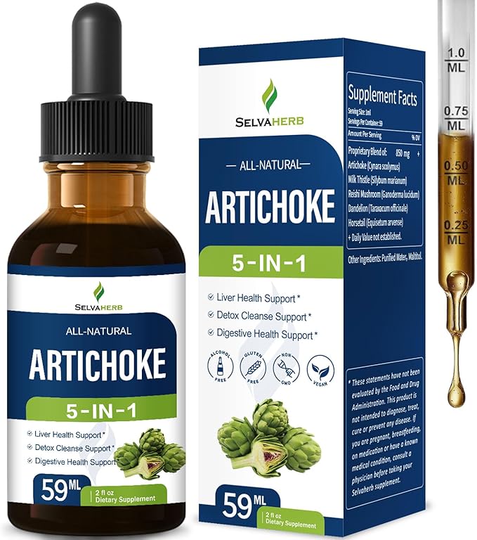 Detox Cleanse Support with Artichoke Liquid Drops, 100% Natural Herbal Extract for Liver Health Support & Digestive Health Support. 6oz-Original