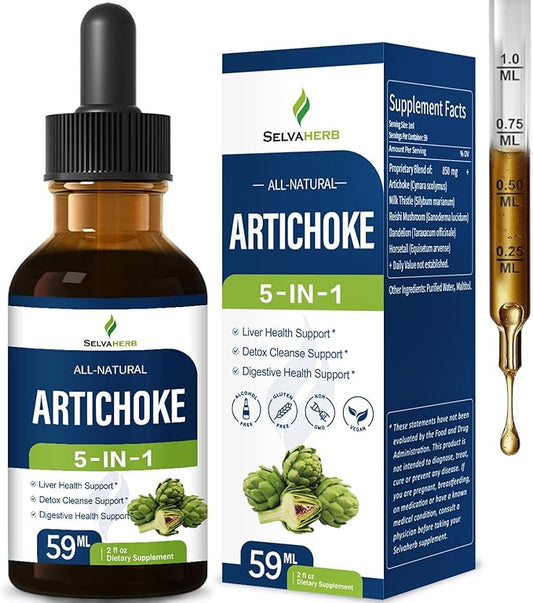 Detox Cleanse Support with Artichoke Liquid Drops, 100% Natural Herbal Extract for Liver Health Support & Digestive Health Support. 6oz-Original