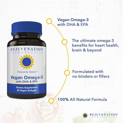 Vegan Omega-3 with DHA & EPA (30 Softgels, No Gelatin)