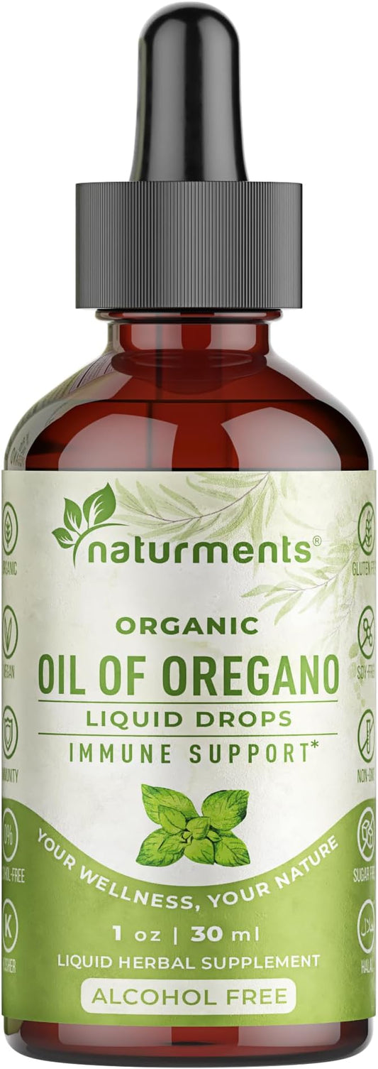 Naturments Oregano Oil Drops for Immune Support & Gut Health. Vegan, Non-GMO, Sugar Free & Gluten Free Organic Wild Mediterranean Oregano Oil with Organic Extra Virgin Olive Oil - 1 Fl Oz 30 Ml