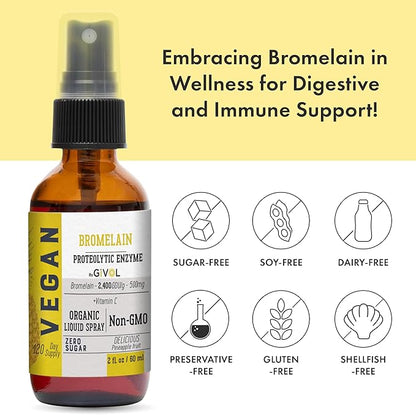 Raw Bromelain Mist-Liquid Pineapple Extract - Enhanced Potency 500mg and Vitamin C Extra Strength Spray Mist: Daily Absorption Liquid Essential Protein Support, Optimizes Wellness Benefits