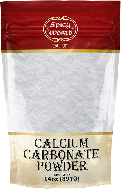 Spicy World Calcium Carbonate Powder 14oz - Dietary Supplement, Food Preservative, Acid Neutralizer