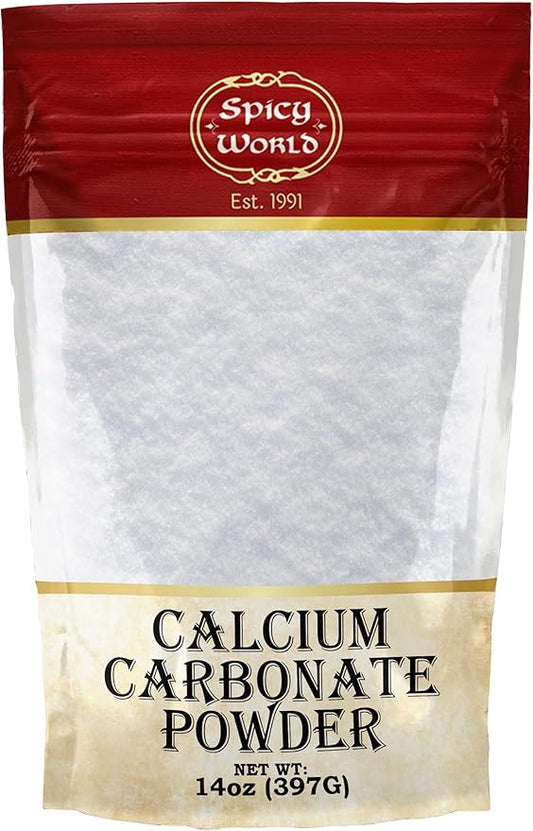 Spicy World Calcium Carbonate Powder 14oz - Dietary Supplement, Food Preservative, Acid Neutralizer