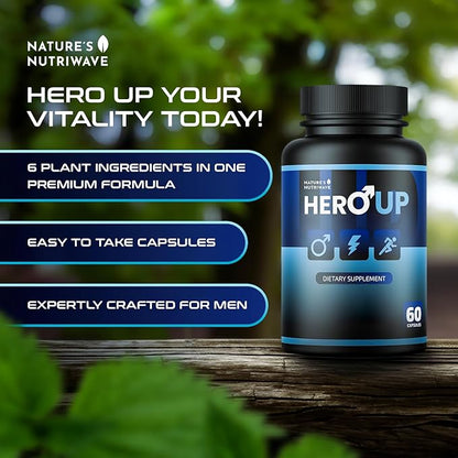 HeroUP - Natural Wellness Supplement with Plant-Based Ingredients – Non-GMO, Stimulant-Free | Made in The USA, GMP-Certified | 60 Capsules, 1 Month Suppy
