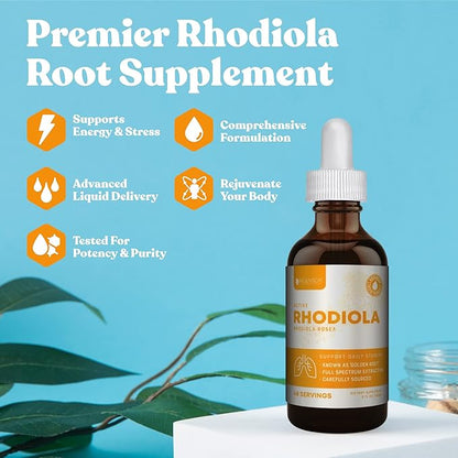 Rejuvica Health Active Rhodiola + Active Ginseng- Support Energy + Stress - Liquid Delivery for Better Absorption - Rhodiola Root & Ginseng Root