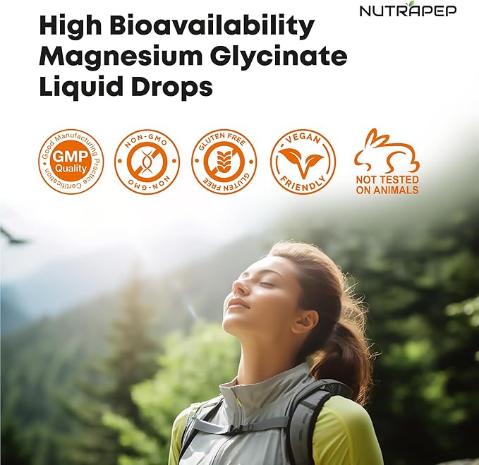 Liquid Magnesium Glycinate Drops Supplement - 500mg Cortisol Complex with L-Theanine Ashwagandha Vitamin B6 Chamomile - Wellness Sleep Stress Mood Support for Adults Men Women