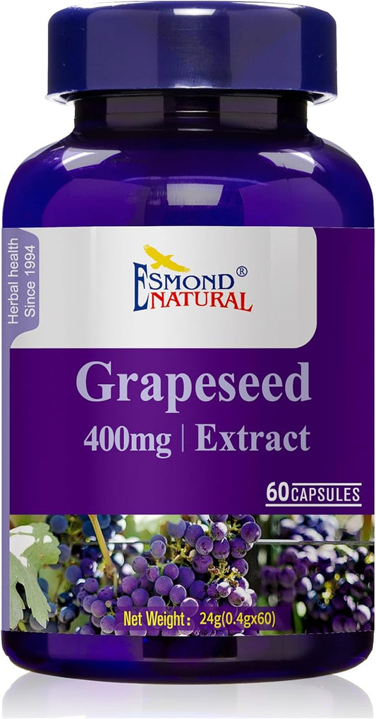 (3 Pack) Esmond Natural: Grapeseed Extract (Helps Maintain Antioxidant Health), GMP, Natural Product Assn Certified, Made in USA - 400mg, 180 Capsules