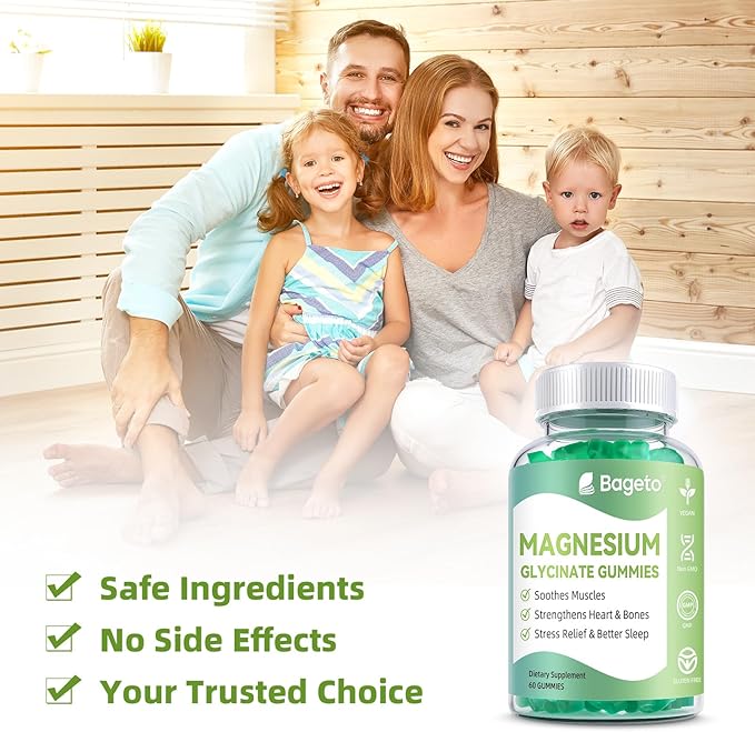 Magnesium Glycinate Gummies 400mg,Sugar Free Magnesium Gummies for Adults & Kids,High Absorption Magnesium Supplement for Sleep,Stress & Muscle Relief (60 Count, Mixed Berry)