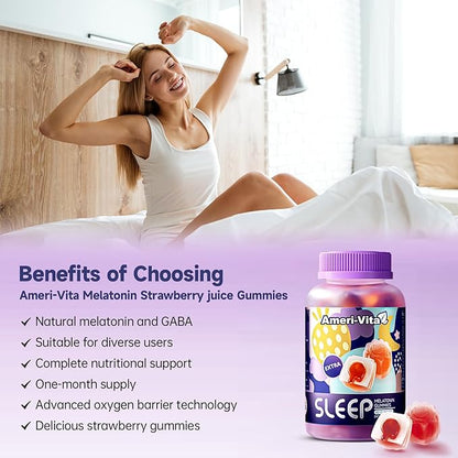 Sleep Gummies for Adults, with Melatonin 3mg, L theanine, Ashwagandha, Gluten Free, Sugar-Free, Strawberry Flavor 60 Count