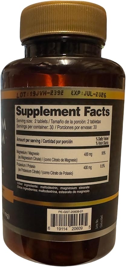 Magnesium Potassium Citrate Nutricost Potassium (400mg) Magnesium (400 mg) Citrates, 60Capsules -PLANTIMEX Dietary Supplement 60 Tablets. (800 mg)