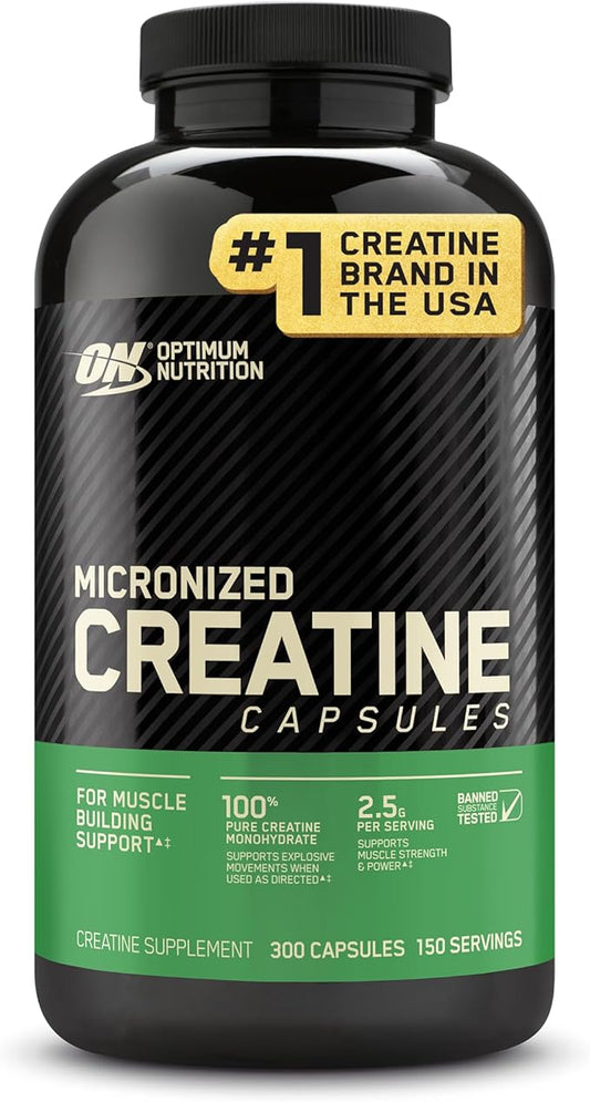 Optimum Nutrition Micronized Creatine Monohydrate Capsules, Keto Friendly, 2500mg, 200 Capsules (Packaging May Vary)