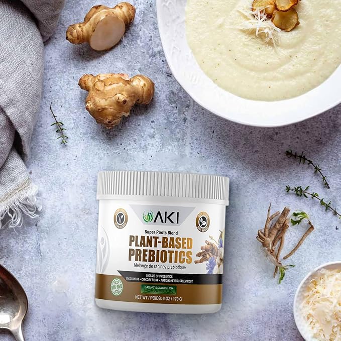 AKI Plant-Based Prebiotic Blend (6oz/170g) - Ideal Source of FOS & Inulin - Nourish Intestinal Flora & Immunity - Ideal for Protein Shakes, Juice, Smoothies - Keto Friendly, Vegan, Gluten & GMO Free