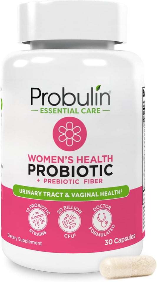Probulin Women’s Probiotics, Daily Vaginal, Gut and Immune Health Supplement Capsules, 20 Billion CFU, 12 Probiotic Strains, Vegan, 30 Count Bottle