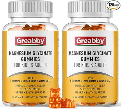 Magnesium Glycinate Gummies for Kids & Adults - Magnesium Glycinate 300mg Chewable Supplement - Promotes Sleep, Muscle, Relaxation (120Count)