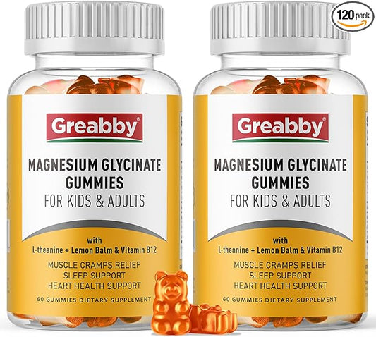 Magnesium Glycinate Gummies for Kids & Adults - Magnesium Glycinate 300mg Chewable Supplement - Promotes Sleep, Muscle, Relaxation (120Count)