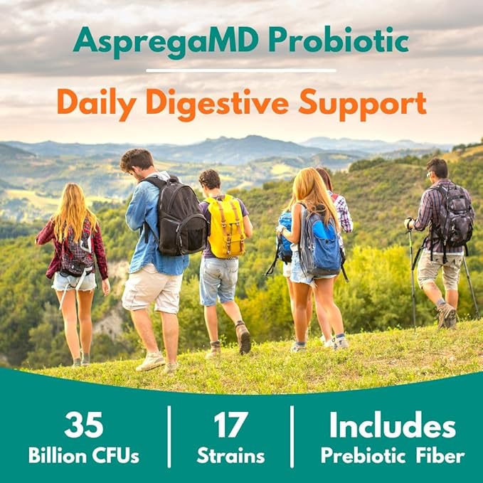 ScimeraMD® Asprega ProPac Probiotics and Prebiotics Supplement for Digestive Health and Immune System Support, 35 Billion CFUs, 10 CT