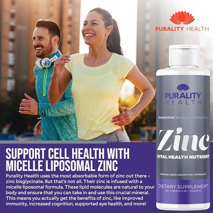 Liposomal Zinc, Purality Health,15mg of Zinc per Serving, Liquid Zinc, Blueberry Flavor, Vegan, Gluten-Free, 15 Day Supply