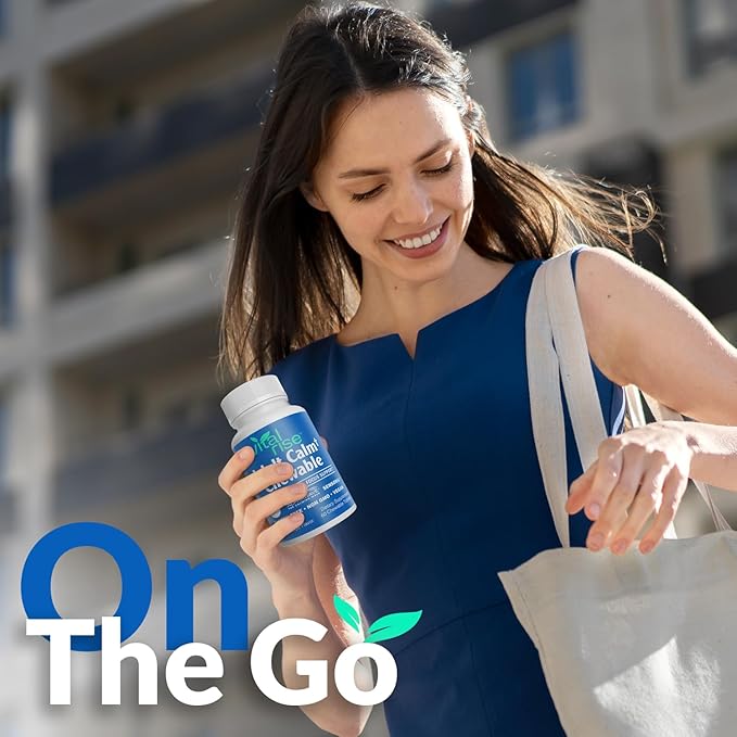 Magnesium & Ashwagandha Chewable Tablets for Adults – High Absorption Magnesium Stress Support Supplement – Gluten-Free, Vegan, Non-GMO, Grape-Flavored (60 Count)