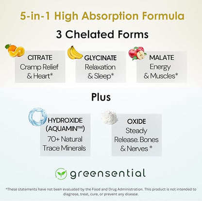Magnesium Complex with Aquamin™ | 2-Month Supply | 500mg of Magnesium Glycinate, Citrate, Malate, Oxide & More to Support Stress Relief, Sleep, Muscles & Heart* | High Absorption |120 ct