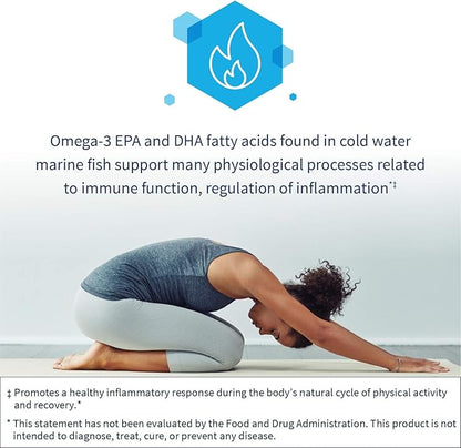 Klaire Labs Marine Fish Oil - Ultra Pure 300 Milligrams EPA & 200 Milligrams DHA Omega 3 Unflavored Fish Oil with No Fishy Taste, Gluten-Free (100 Softgels)