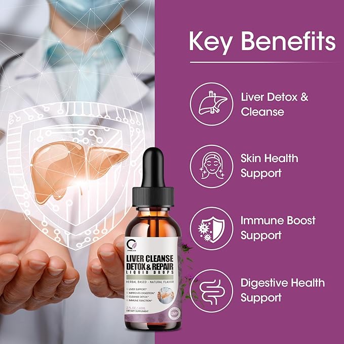 2 Pack Liver Cleanse Detox & Repair Liquid Drops with Milk Thistle, Artichoke Extract, Liver Supplement for Liver Cleanse & Detox, Antioxidant, Digestive Support,Vegan - 4 Fl Oz