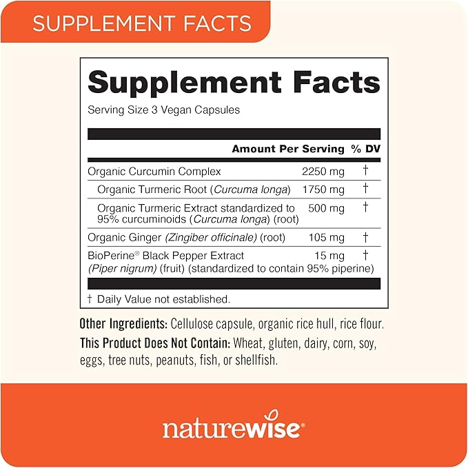 NatureWise Curcumin Turmeric 2250mg - 95% Curcuminoids & BioPerine Black Pepper Extract for Advanced Absorption - Daily Joint and Immune Health Support - Vegan, Non-GMO, 180 Count[60-Day Supply]