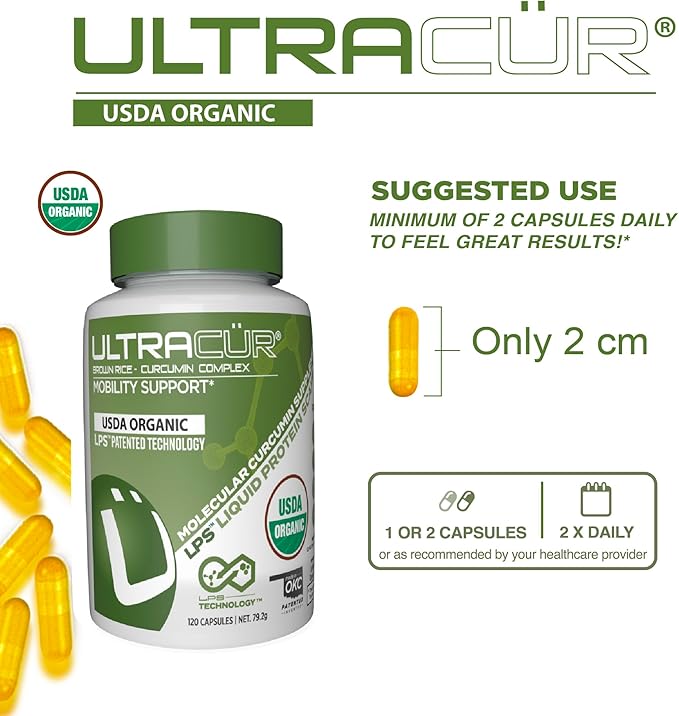Organic USDA Certified Turmeric Capsules - The Curcumin You Can Feel!™ - Turmeric Curcumin Supplement for Optimal Health and Joint Support (120 Count) - Organic Turmeric Supplement Capsules