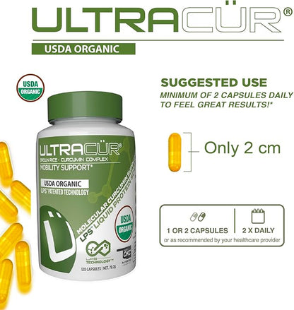 Organic USDA Certified Turmeric Capsules - The Curcumin You Can Feel!™ - Turmeric Curcumin Supplement for Optimal Health and Joint Support (120 Count) - Organic Turmeric Supplement Capsules