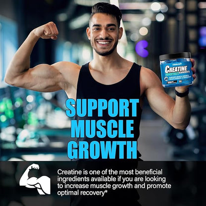 Sugar Free Creatine Monohydrate Gummies for Men & Women-5g of Creatine Monohydrate per Serving for Muscle Mass,Vegan,Blueberry Flavor, 90 Count